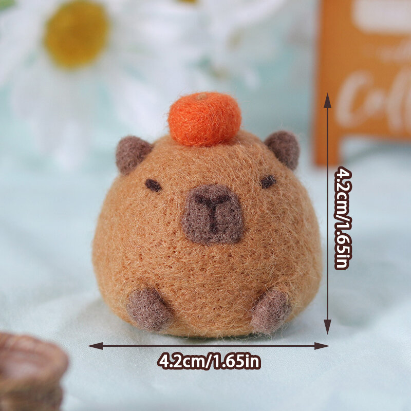 Poke Wool Felt Handmade DIY Doll Cute Chubby Capybara Gray Fish Beginner Material Kit Plush Toys Desktop Decorations