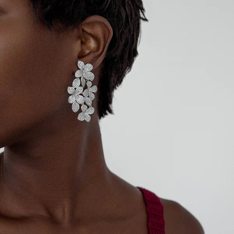 Boucles d'oreilles de luxe pour femmes, bijoux en forme de fleur, de haute qualité