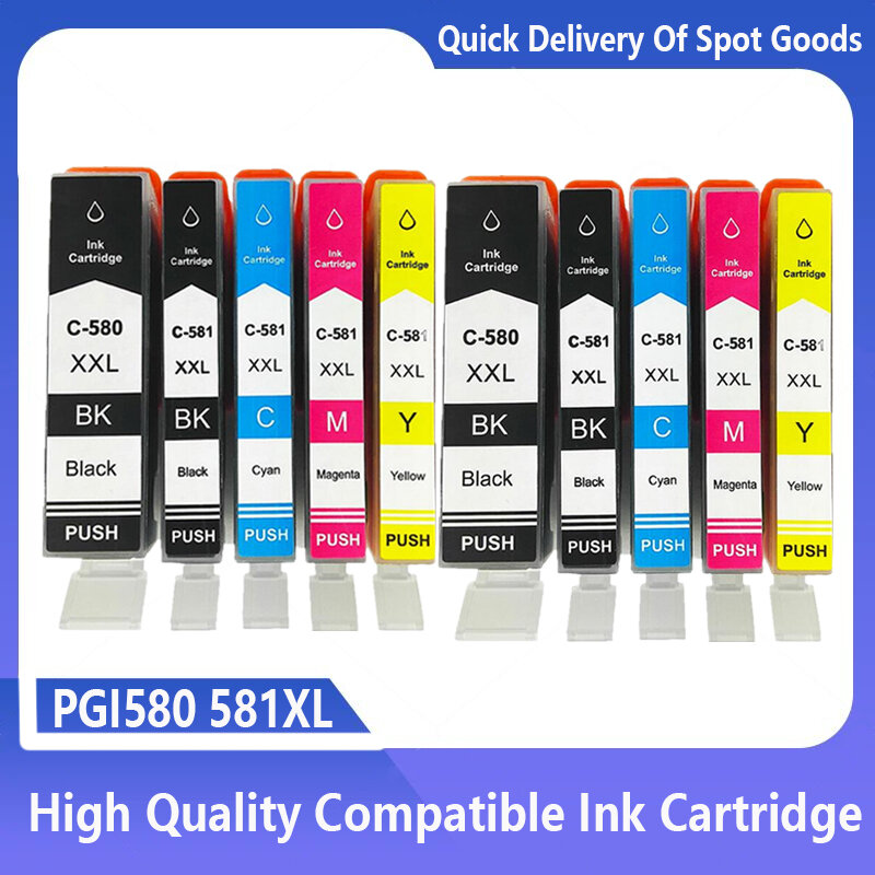 Cartucho de tinta para impressora, Canon 580, 581, PGI-580, CLI-581, PGI580, 580XL, Canon PIXMA TR7550, TR8550, TR 7550, TS6150, TS6151, 6150