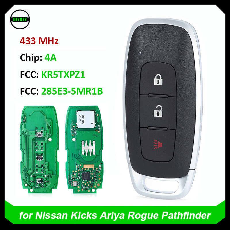 Умный пульт дистанционного управления DIYKEY KR5TXPZ1- 285E3-5MR1B, 3 кнопки, бесконтактный брелок для Nissan Kicks Ariya Rogue Pathfinder 2022-2023 433 МГц 4A
