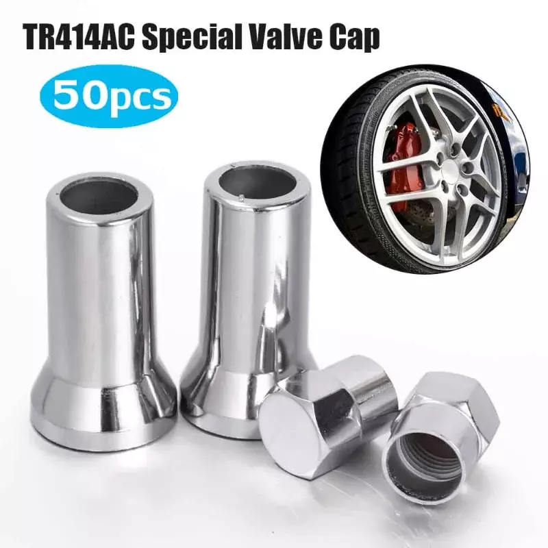 TR414AC Chrome Car Truck Tire Wheel Tyre Valve Stem Hex Caps with Sleeve Covers Left Right Front Rear Autos Accesorios
