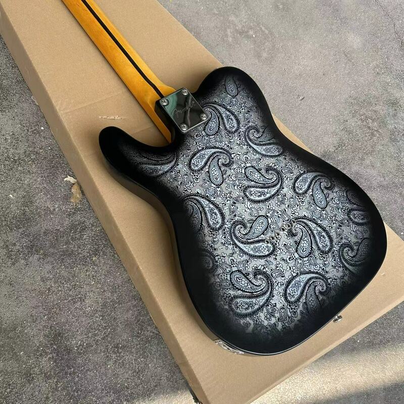 В наличии, новая черная наклейка Пейсли гитара, белая защитная пластина, нитро краска. Доступны все цвета, бесплатная доставка