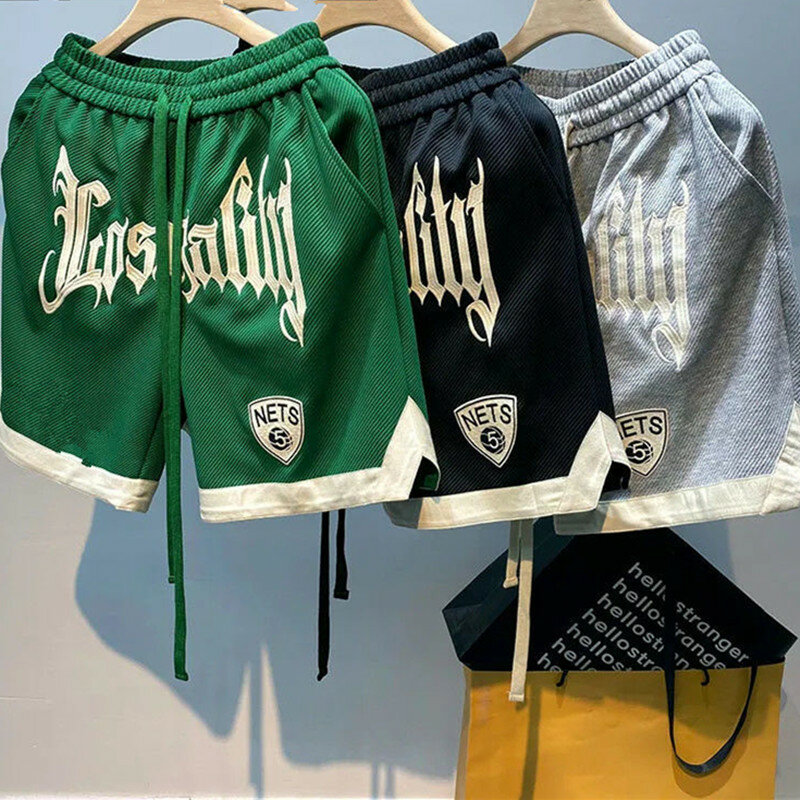 Basketball shorts sports pants American summer thin sports five-point pants street hip-hop trendy brand embroidery loose pants