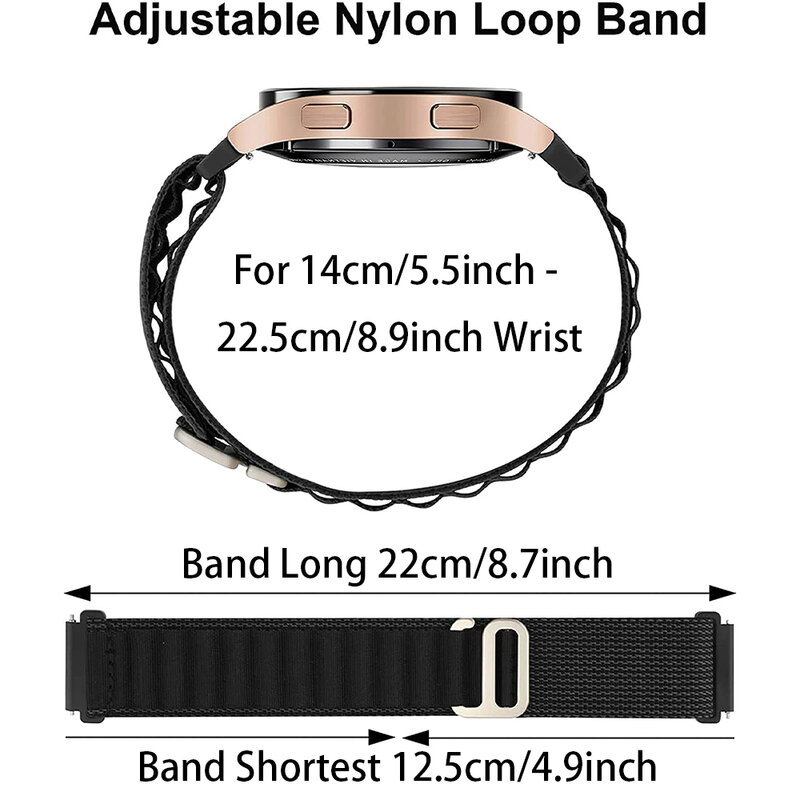 Correia de nylon para relógio Samsung Galaxy, pulseira Correa, Amazfit GTS 2 3 4 Mini Band, engrenagem clássica, S3 Active 2, 4, 5 Pro, 20mm, 22mm