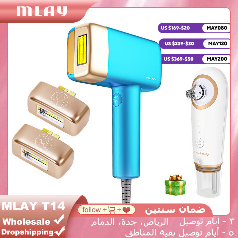 Лазерное удаление волос MLAY T14, Перманентный малайский IPL эпилятор, безболезненный депилятор Ice Cool, лазерный эпилятор с 500000 вспышками для лица и тела