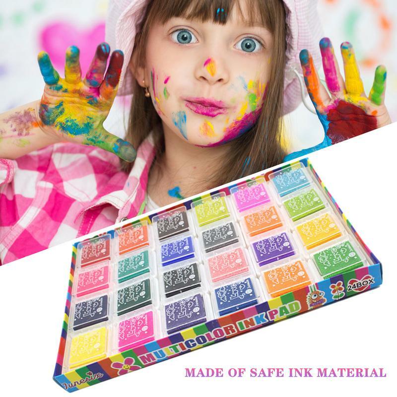 24 kolory rękodzieła odcisk atramentowy palec Gradient odcisk atramentowy s kolorowe znaczki partnerskie zmywalne pieczątki na malowanie palcami dla dzieci
