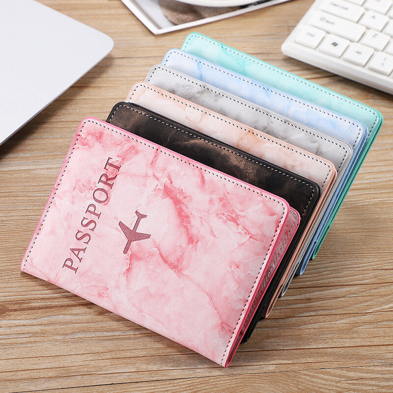 Mode Marmor Pass hülle für Frauen Reise Pass Fall Leder rosa niedlichen Pass Brieftasche Geldbörse Mädchen Pass Inhaber