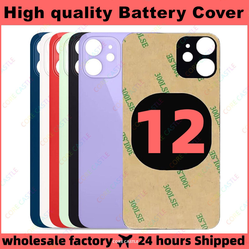 For iPhone 12 Back Glass Panel Battery Cover Replacement Parts High quality size Big Hole Camera Rear Door Housing Case Bezel
