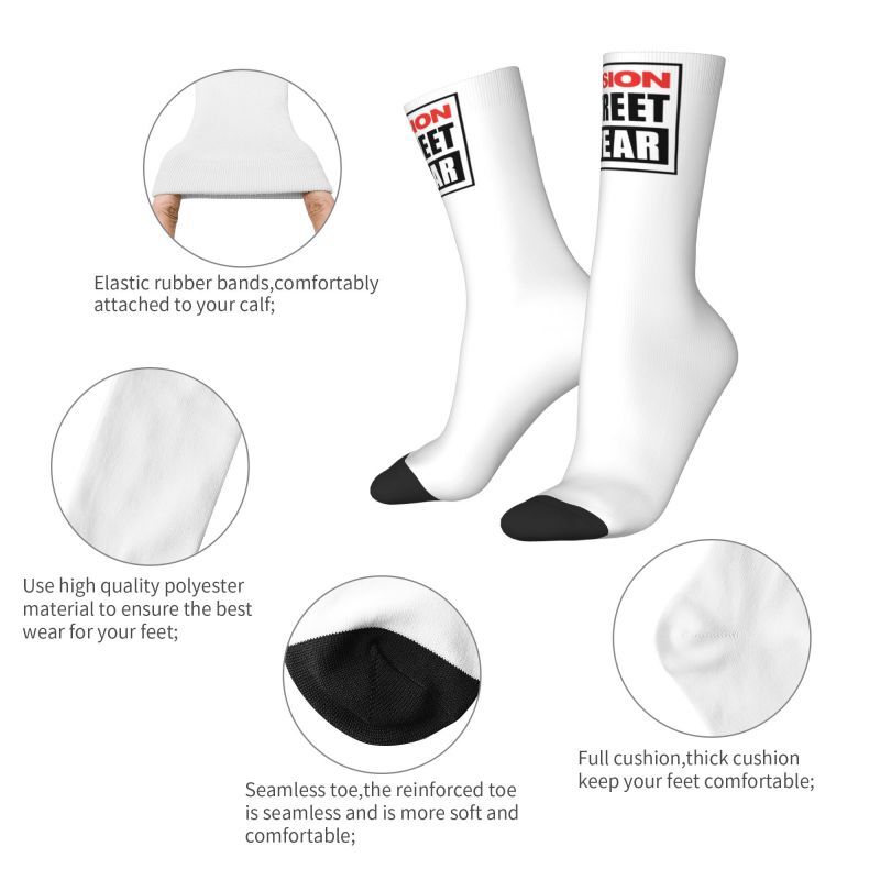 Kaus kaki gaun pakaian jalan Mode Pria menyenangkan kaus kaki Crew cetak 3D hangat uniseks