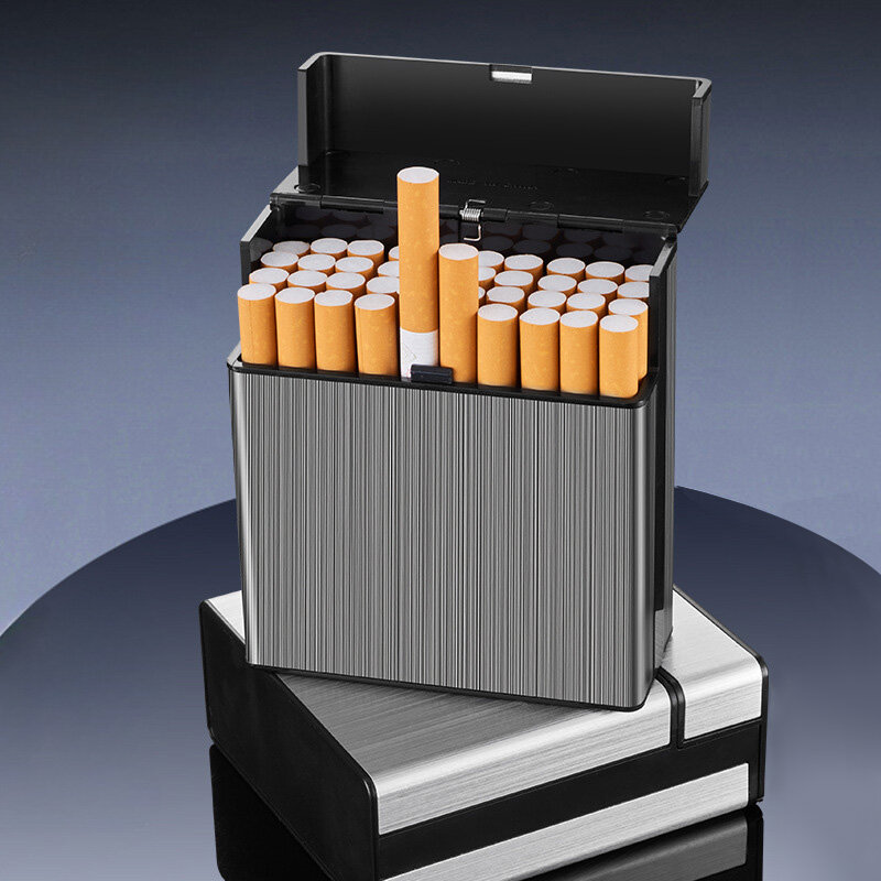 Large Capacity Cigarette Case Automatic Flip Cover Hold 40pcs Cigarettes Anti Pressure Portable Pocket Storage Box Smoking Tools