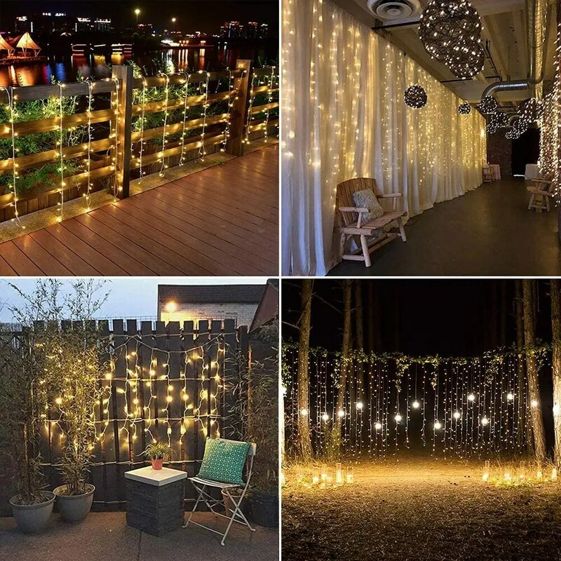 Curtain Light LED Icicle String Light Connectable New Year Garland 3x1/3x2/3x3/6x3m Christmas Decorations For Home 2023 Festoon