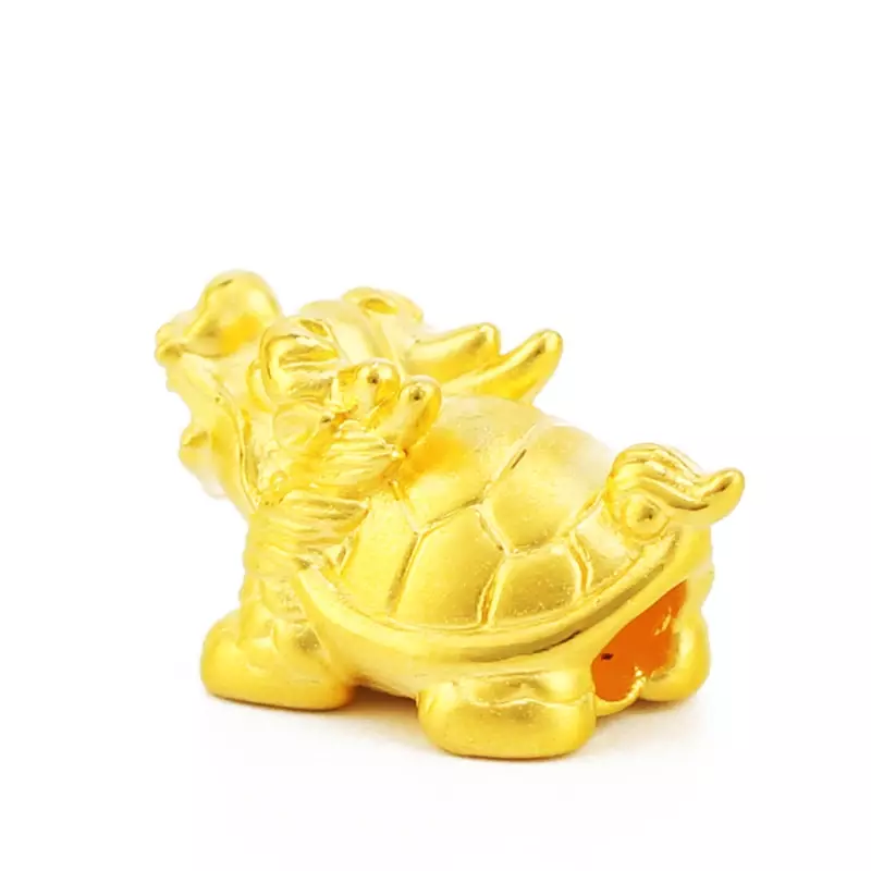 Prawdziwy 999 24k żółty złoty wisiorek 3D kobiety smok żółw wisiorek tylko 21x12mm