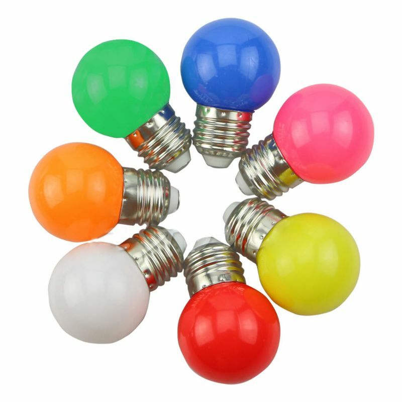 1W E27 البسيطة LED كرة الجولف لمبة الكرة الأرضية الضوء باللون الأزرق والأحمر والأخضر والأصفر والأبيض
