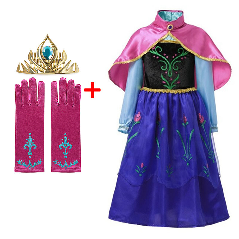 Frozen Snow Queen Elsa Dresses for Girls Costumes Kids Cosplay Anna Elsa Princess Children Gowns Clothing Disney Party Dresses