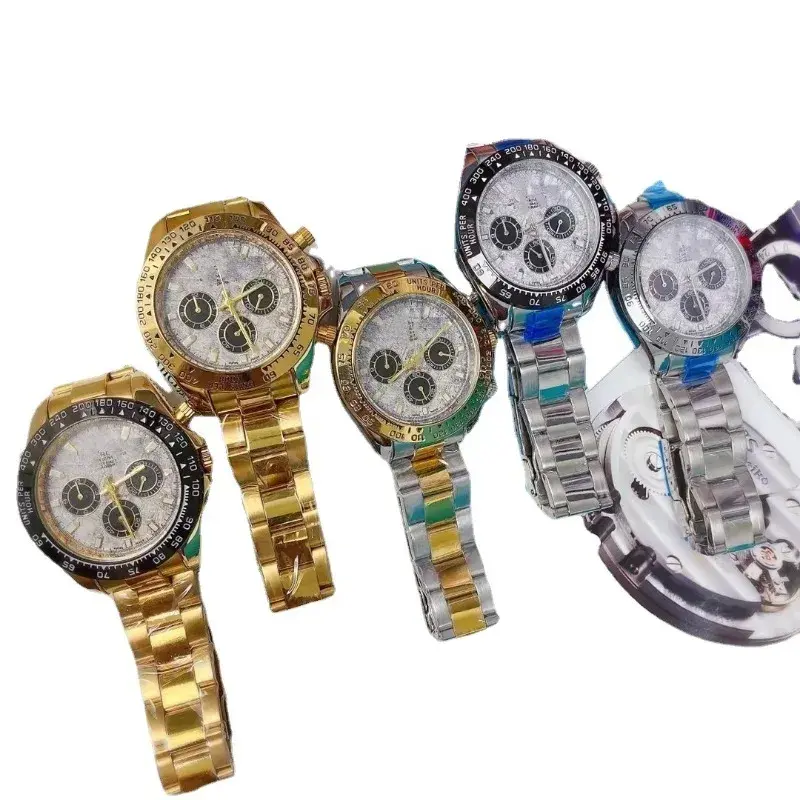 Corgeut นาฬิกาหรูสีน้ำเงิน39มม. นาฬิกาแซฟไฟร์ควอตซ์ไฮเอนด์สำหรับผู้ชายโครโนกราฟแฟชั่นนาฬิกาข้อมือชายสายนาฬิกาโลหะพรีเมี่ยม