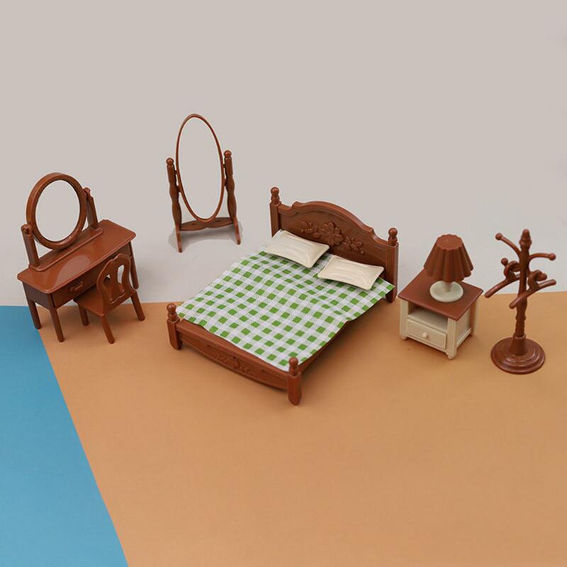 Set furnitur kamar tidur rumah boneka anak-anak mainan pura-pura untuk hadiah liburan