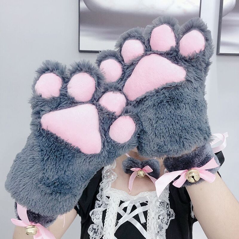 1 шт. новые плюшевые перчатки с кошачьими крапанами, милые аниме аксессуары для косплея, женские митенки с медведем, высокое качество