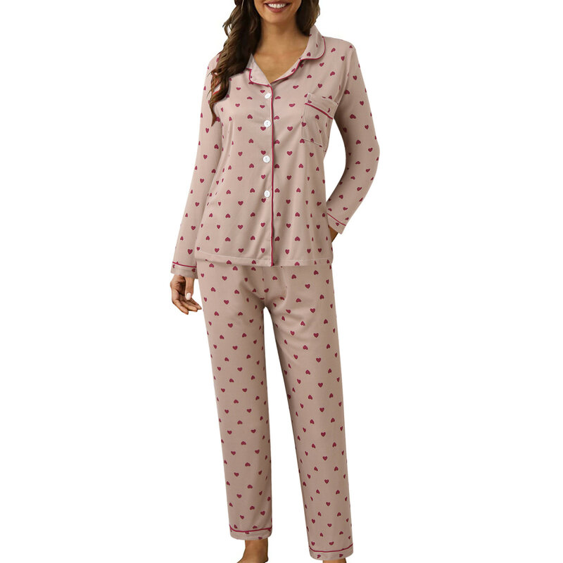 Neue Nachtwäsche Pyjamas für Frauen lange Hosen und Ärmel Sommer Frühling Lounge wear Mode druck Home Kleidung Homewear Sets