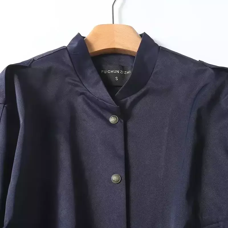 Chaqueta Bomber de estilo informal para mujer, abrigo corto de uniforme de béisbol, abrigo Retro de manga larga con botones, elegante, 2023
