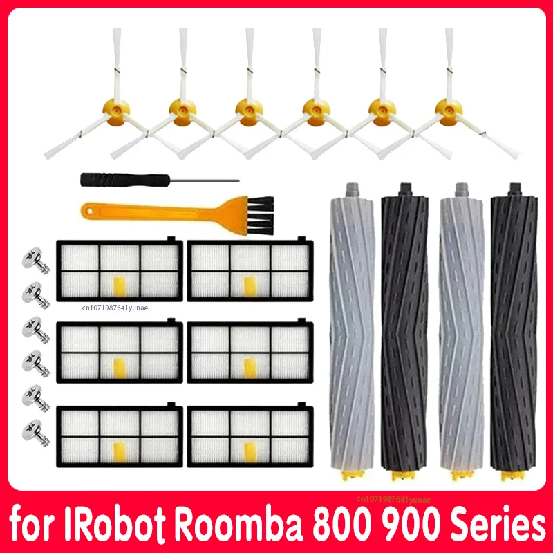 Filter Hepa untuk iRobot Roomba Parts Kit, sikat sisi utama kantong debu, seri 800, 860, 865, 866, 870, 871, 880, 885, 886, 890, 900,
