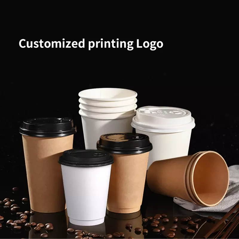 Customized productPaper Cups Factory Custom Printed Double Wall Biodegradable Coffee Disposable Beverage Custom Printi
