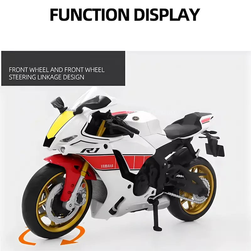 Modelo de motocicleta Yamaha YZF-R1M a escala 1:12, juguete de aleación fundido a presión, modelos de simulación, colección de ciclo de Motor, decoración, juguetes para niños, regalos