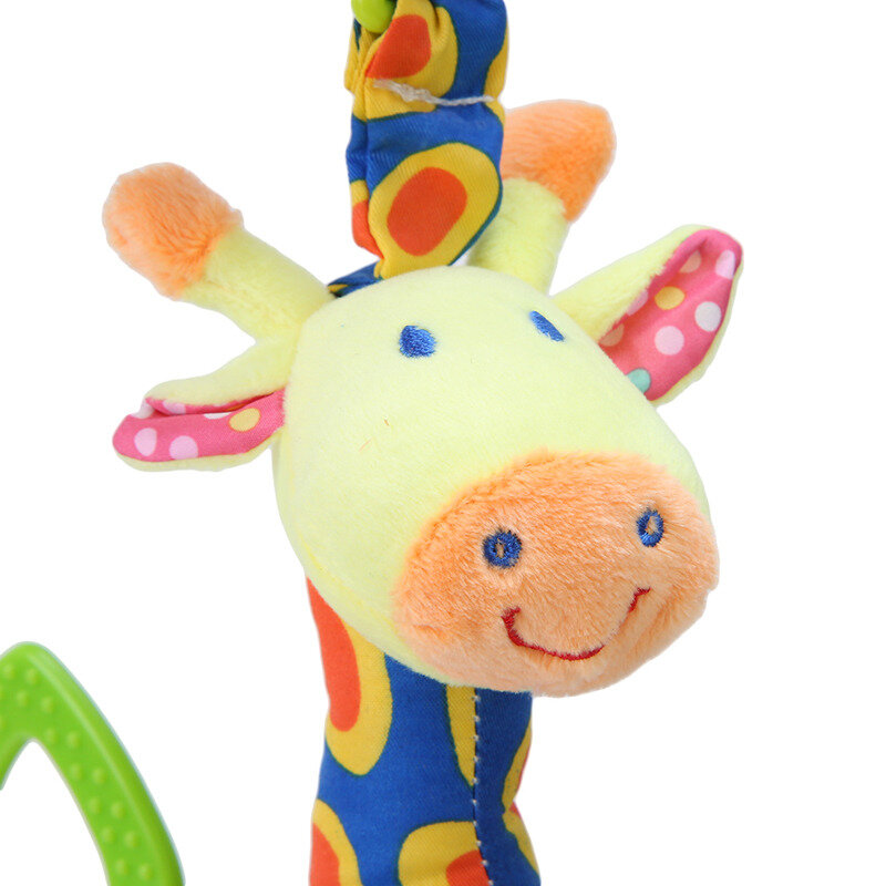 New Plush Infant Baby Development Soft Giraffe Animal Handbells Rattles Handle Toys Hot Selling WIth Teether Baby Toy