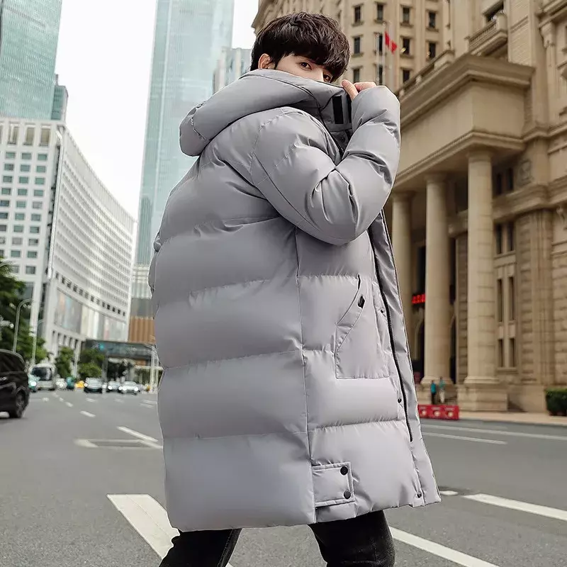 Jaqueta masculina acolchoada de algodão, média longa, grossa, quente, além de gorda, outono, inverno