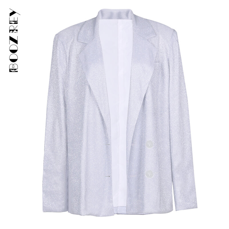 Boozrey Fashion Sequins Blazer Set Women Coat Spring Lapel Long Sleeve Jackets for Womens Clothing 2022 New Casual Suit 3pcs