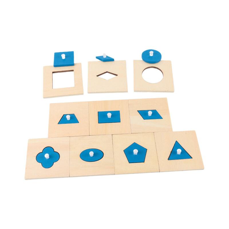 Rompecabezas de geometría de madera Montessori, juego de mesa con forma geométrica, juguete para guardería, aula, regalos para padres y niñas