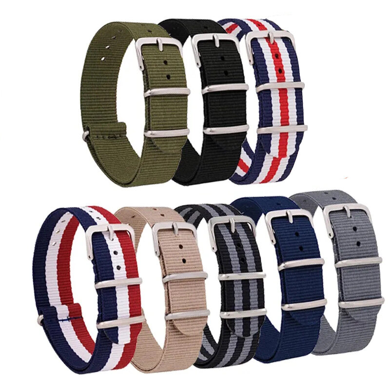 Nylon Watch Band Replacement, Sport Strap Exército, Drop Shipping Belt, 16mm, 18mm, 20mm, 22mm, 1pc
