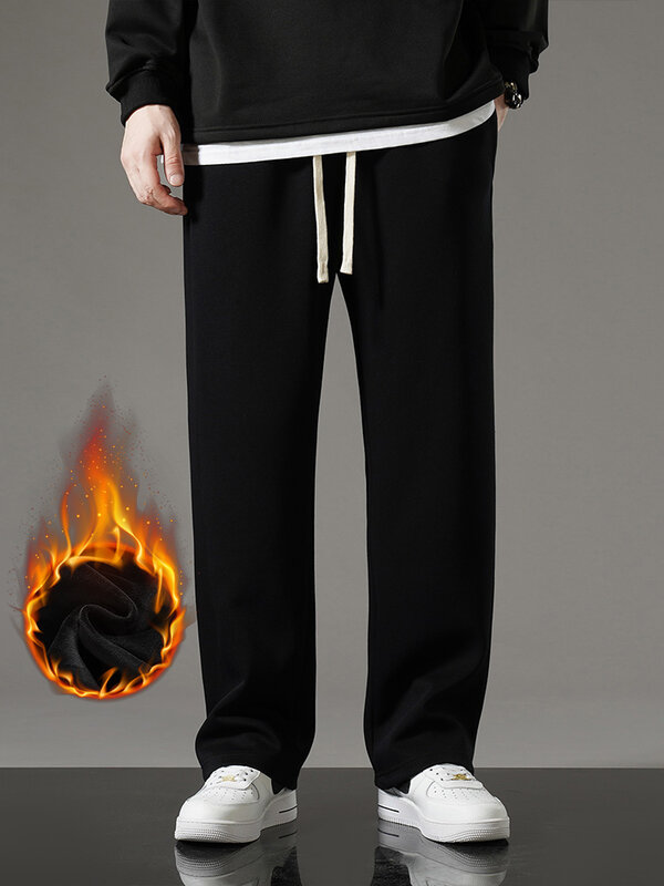 2023 nowe zimowe męskie spodnie dresowe polarowa podszewka odzież sportowa grube ciepłe proste casualowe spodnie dresowe męskie aksamitne spodnie termiczne