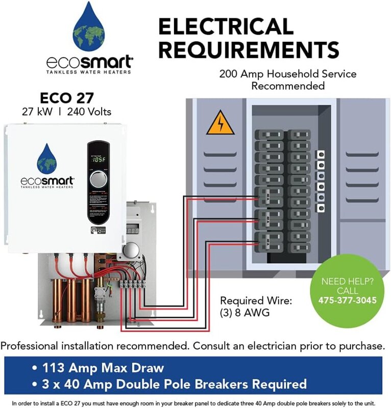 EcoSmart-calentador de agua sin depósito ECO 27, eléctrico, 27 kW-cantidad 1,17x17x3,5