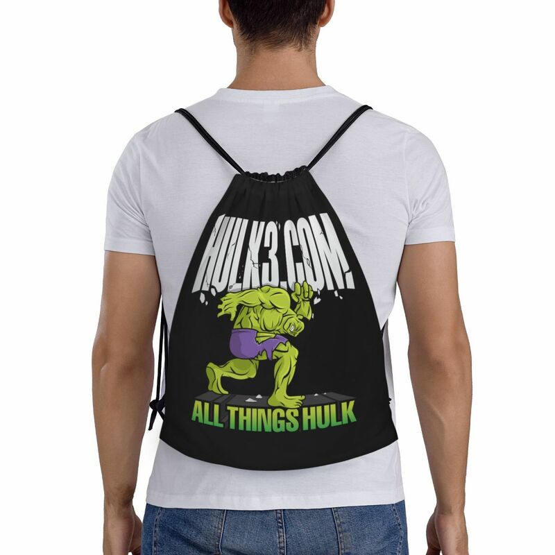Mochila personalizada Marvel Superhero Hulk con cordón para hombre y mujer, bolsa de entrenamiento portátil para gimnasio, Sackpack deportivo