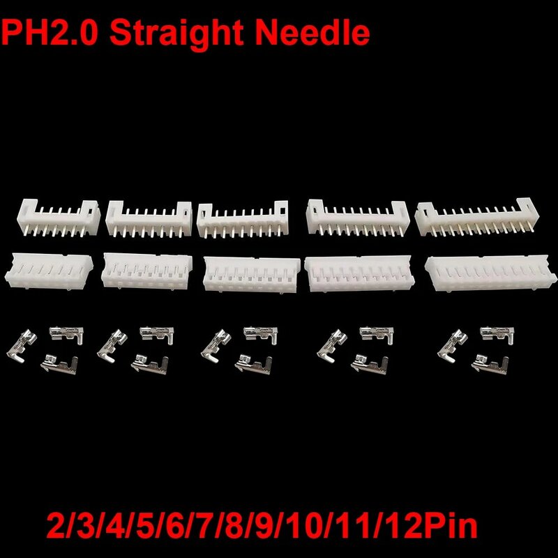 20 Sets JST XH 2,54 PH 2,0 2/3/4/5/6/7/8/9/10/12 Pin Stecker Buchse Gehäuse Shell + Terminals Draht Stecker Pin header