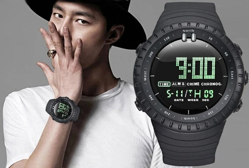 2023 Fashion Men'S Watch Led Digital Watches orologio da polso da uomo orologi sportivi elettronici orologio sportivo digitale rotondo muslimah