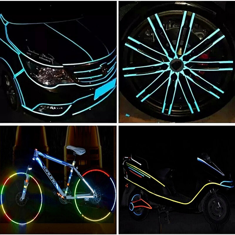 VOOFENG-pegatina reflectante de alta visibilidad para coche, cinta autoadhesiva de advertencia para bicicleta de carretera, 1cm x 45,7 m