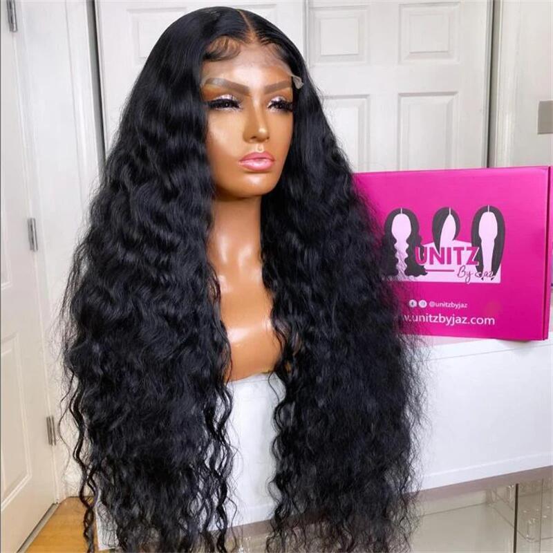 Natural 180 Density Long Soft 26inch Black Kinky Curly Deep Lace Front Wig For Women BabyHair Glueless Preplucked Heat Resistant