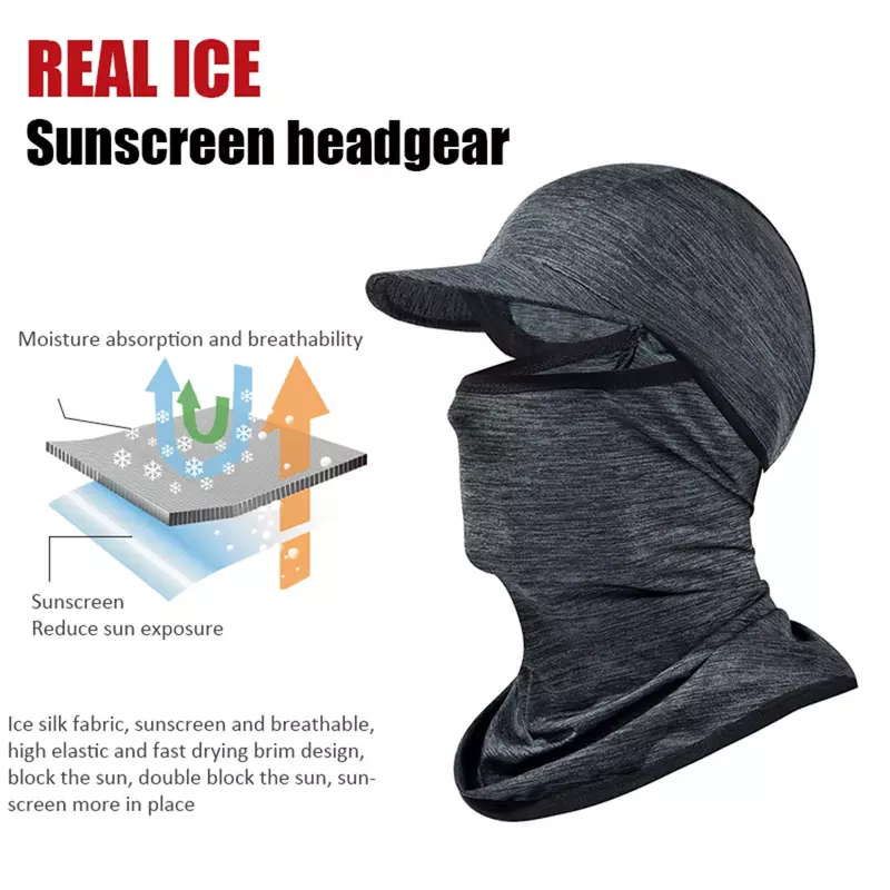 Sunscreen Face Cover Sun Hood Hat UV Protection Ice Silk Headgear for Men Women Cycling Climbing Running Sunscreen Riding Hood