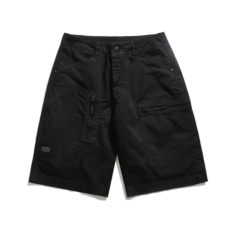 Pantalones cortos Cargo para hombre, Shorts informales de algodón, holgados, de alta calidad, Color sólido, con múltiples bolsillos y cremallera, moda de verano