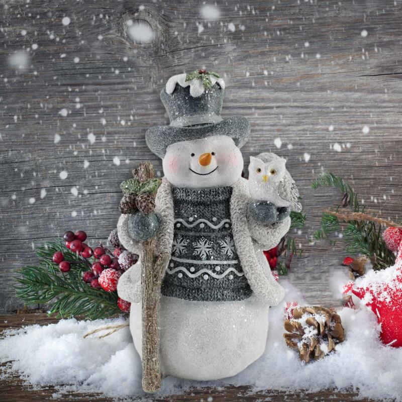 Natal boneco de neve decoração estátua tabela, boneca colecionável, bonito