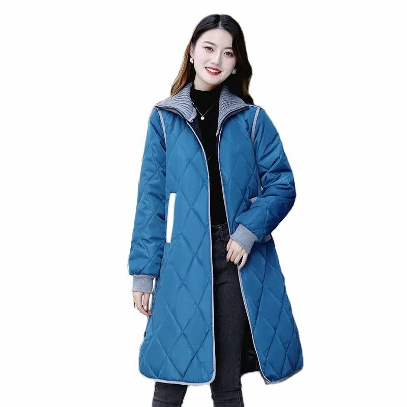أسفل القطن معطف المرأة نموذج جديد الكورية تكون الباردة واقية الدفء متوسطة طويلة Lingge فضفاضة ومريحة سترة قطن خفيفة