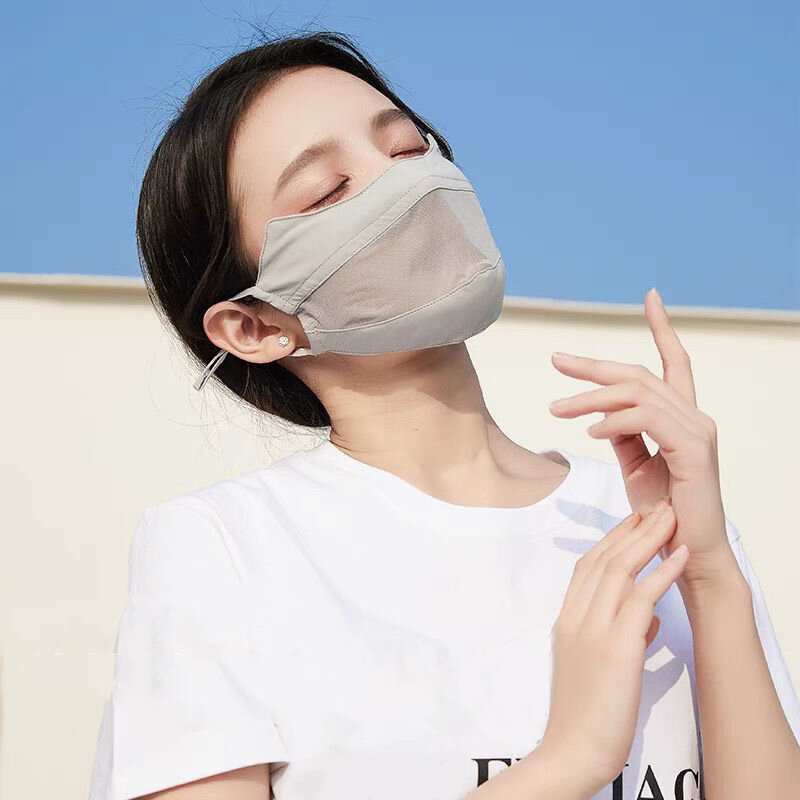Outdoor Ice Silk Sunscreen Face Mask para Mulheres e Meninas, Malha Respirável, Capa Facial, Dirigindo, Equitação, Caminhada, Caça, Corrida, Esporte