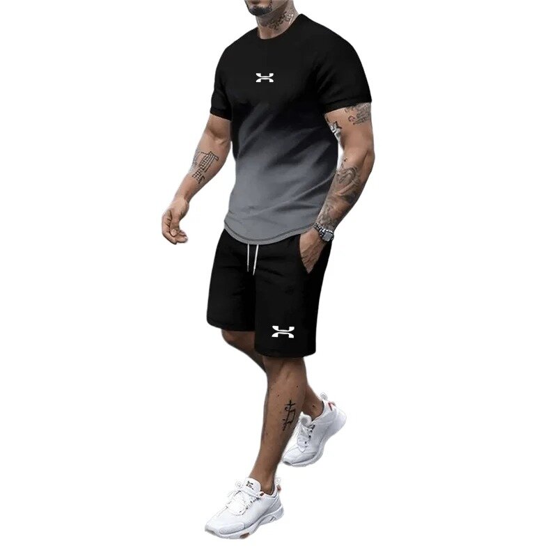 Dwuczęściowy zestaw koszul i spodenek sportowy dla mężczyzn, idealny do uprawiania sportów codziennych
