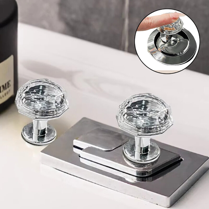 Self-Adhesive Diamond Toilet Press Water Tank Flush Button Bathroom Toilet Button Manicure Assistant Door Handle Home Decoration