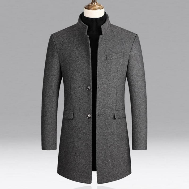 Prosty płaszcz wiatrówka klasyczny męska kurtka z długim rękawem wykwintne guziki wiatrówka Slim płaszcz odporny na zimno
