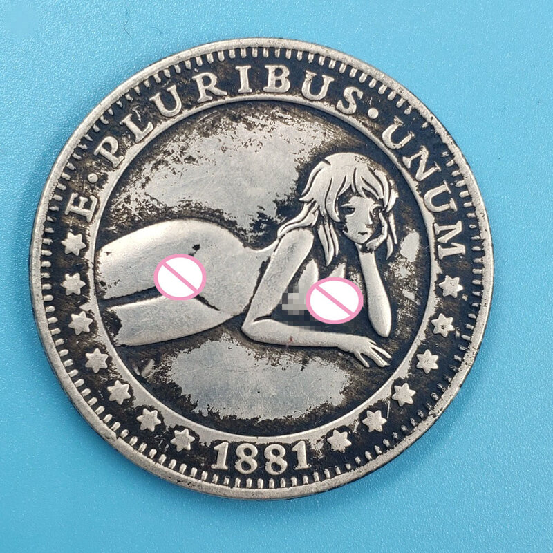 Luxury Contemplative Girl One-Dollar 3D Art Coins Romantic Couple Coin Pocket Funny Coin Commemorative Lucky Coin+Gift Bag
