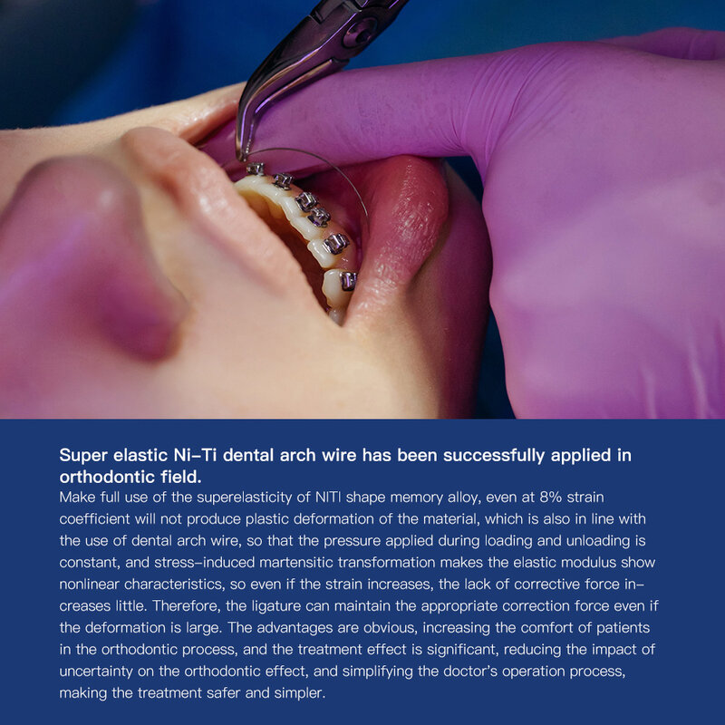 Azdent-Alambre de arco NITI superelástico, redondo, para ortodoncia Dental, 3 formas, cuadrado, ovalado, Natural, 1 paquete