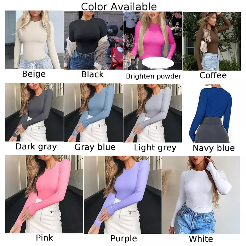 Women Long SleeveT Shirt Slim Fit Pullovers Pullovers Basic Clothes Crop Top