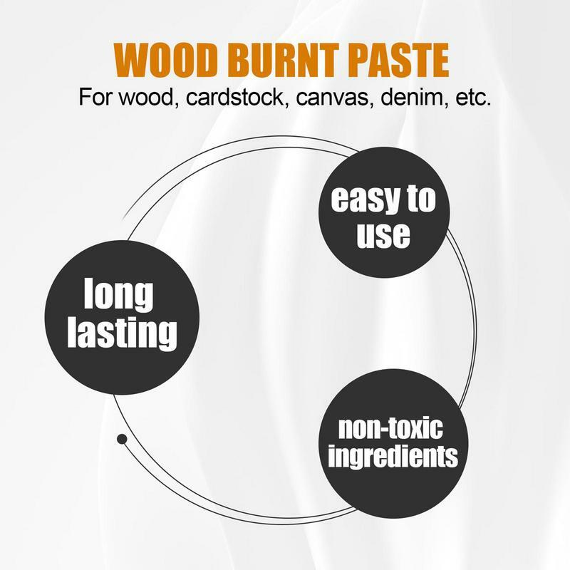 Multifuncional Wood Burning Cream Burn Paste, fácil de aplicar, Gel de combustão, DIY Pyrography Acessórios para Camping Leather